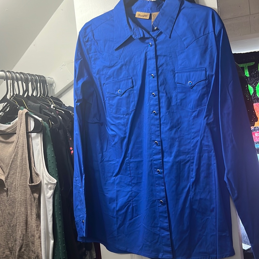 Wrangler Royal Blue Button Down Shirt
